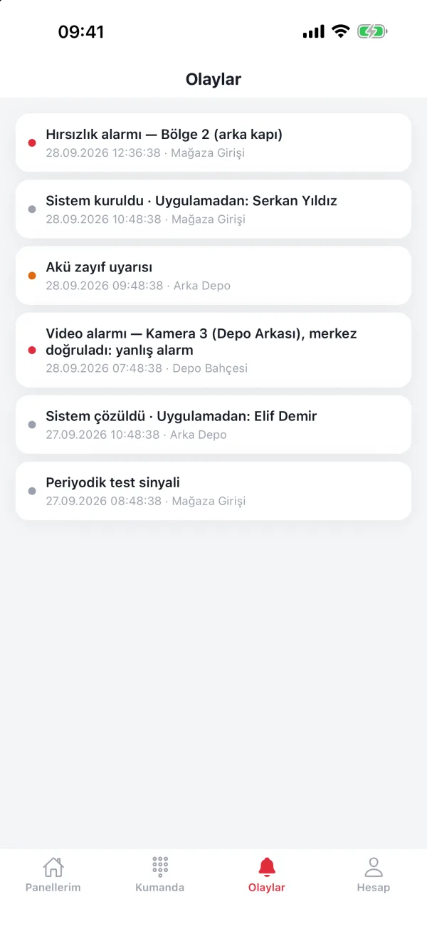 PLT Alarm uygulaması: Her olay kayıt altında